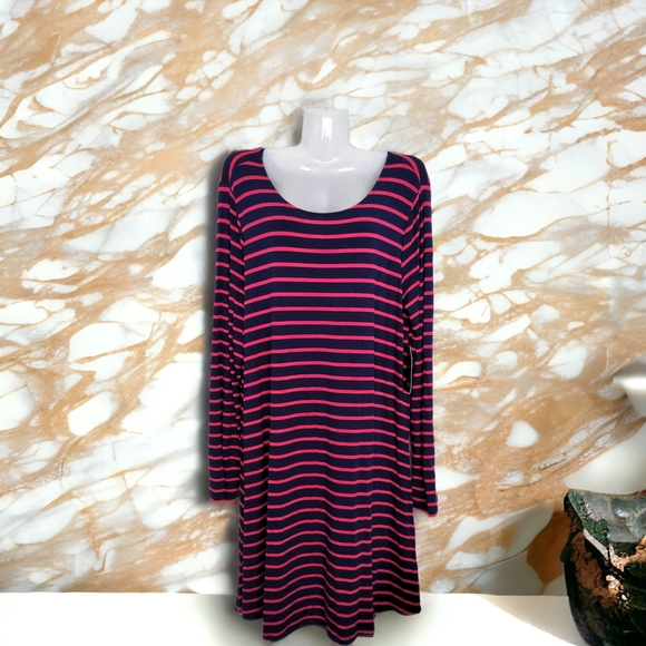 NWT!! Designer A.N.A Casual Striped Midi Dress - Picture 11 of 14